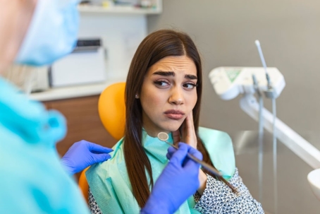 Woman having a toothache